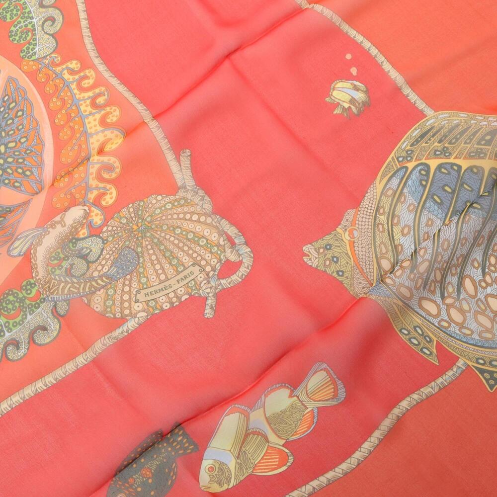 HERMES Red Silk Scarf - Picture 5 of 7